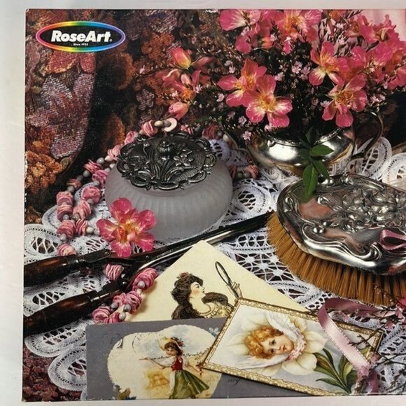 Vtg Rose Art Antique Boudoir Vanity 1000 pc Puzzle floral brush postcard NEW - Picture 2 of 6